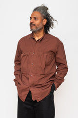 Broad Cloth Anorak Shirt Brown