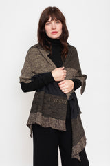 Wool Shawl Stripes Grey Mix