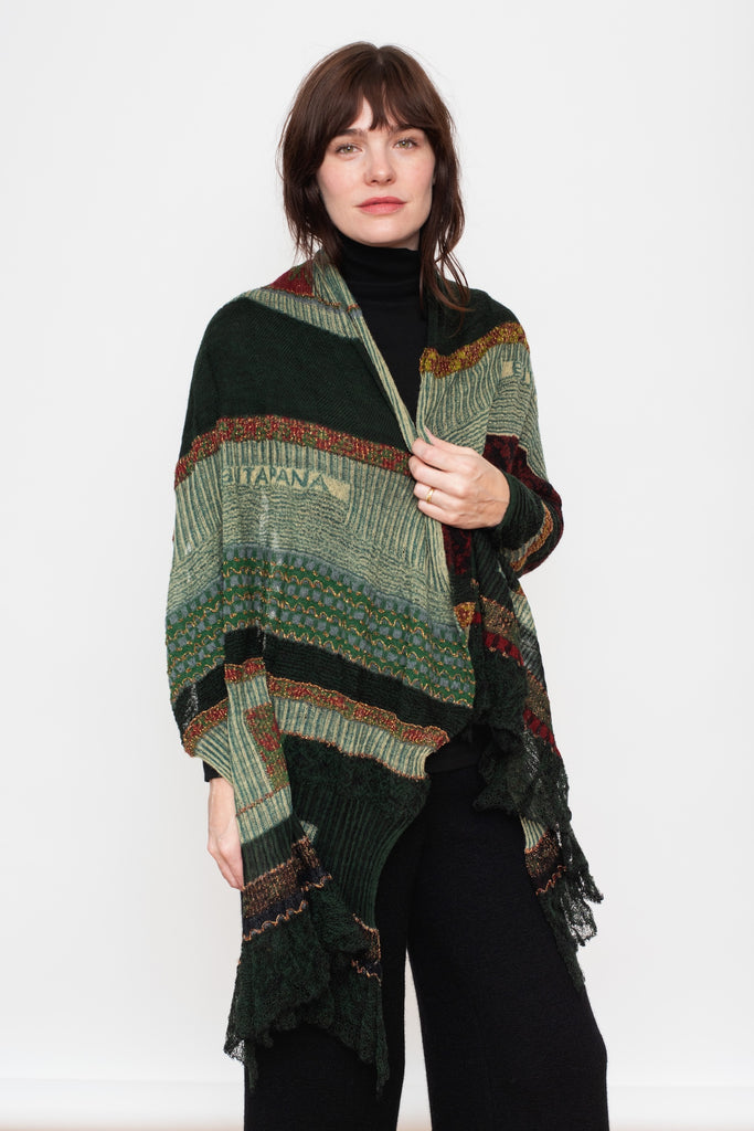 Knit Shawl, Blue Mix