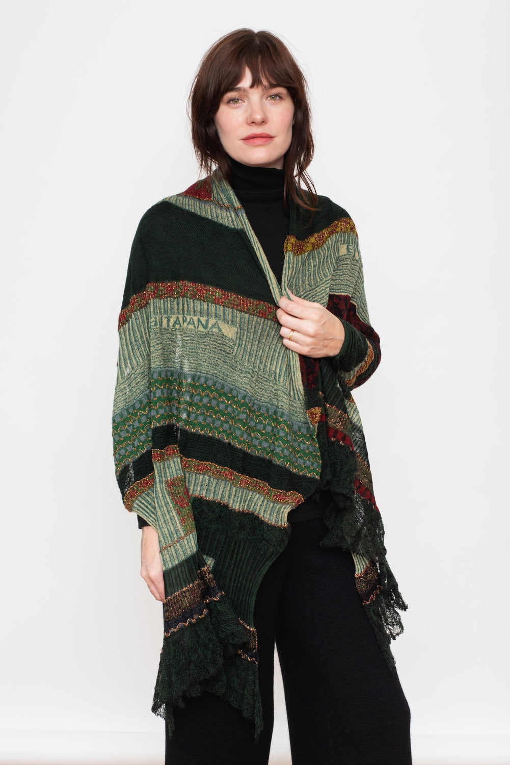 Knit Shawl, Blue Mix