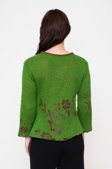 Knit Wool Sweater Floral Green