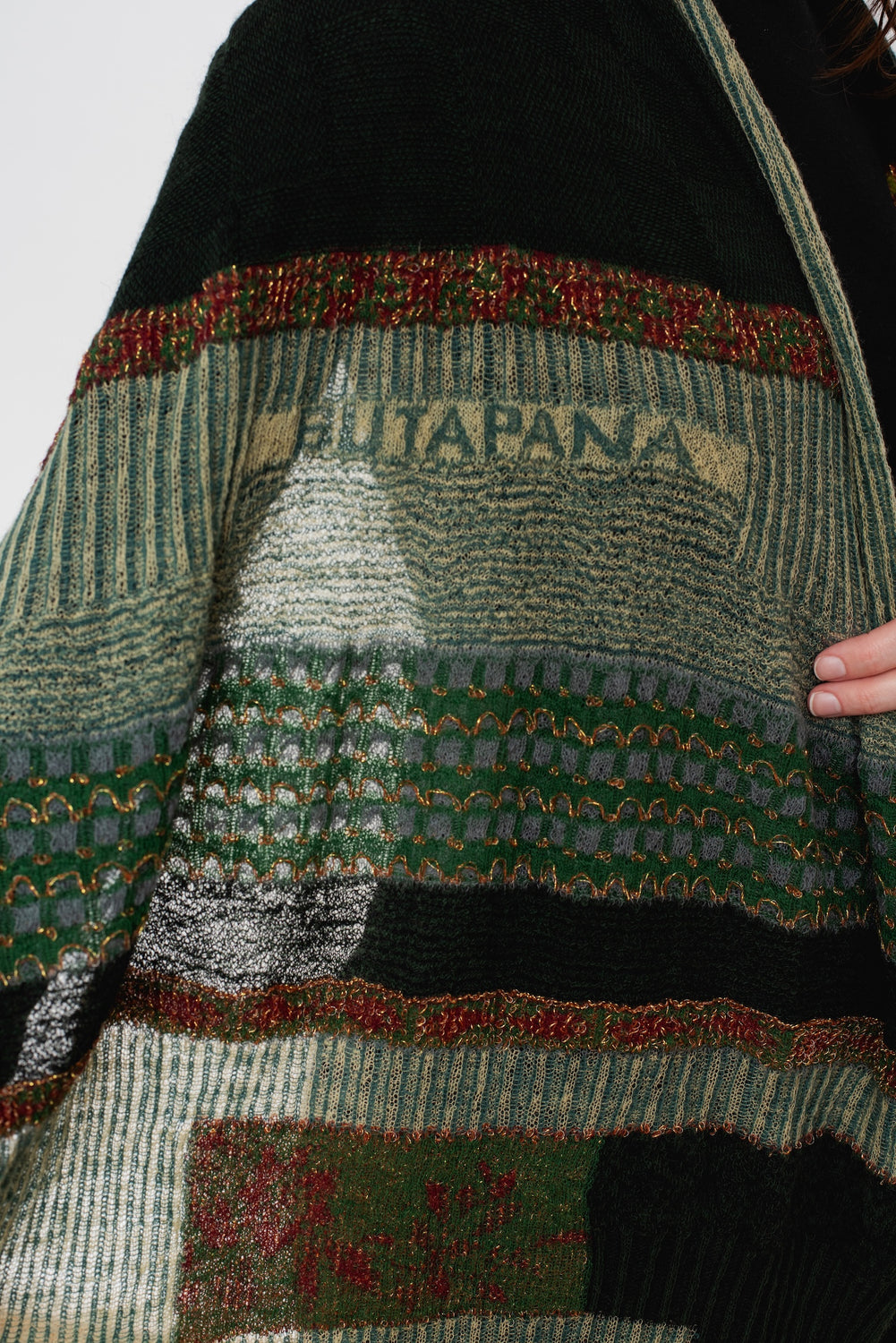 Knit Shawl, Blue Mix