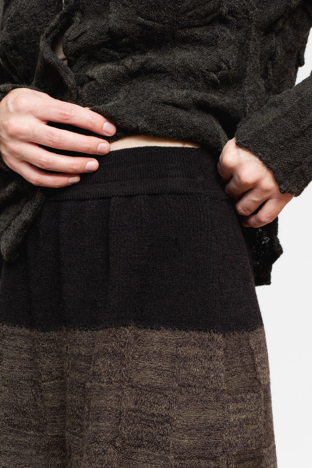 Knit Skirt Stripes Grey