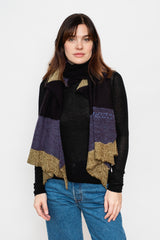 Wool Shawl Stripes Navy