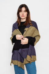 Wool Shawl Stripes Navy