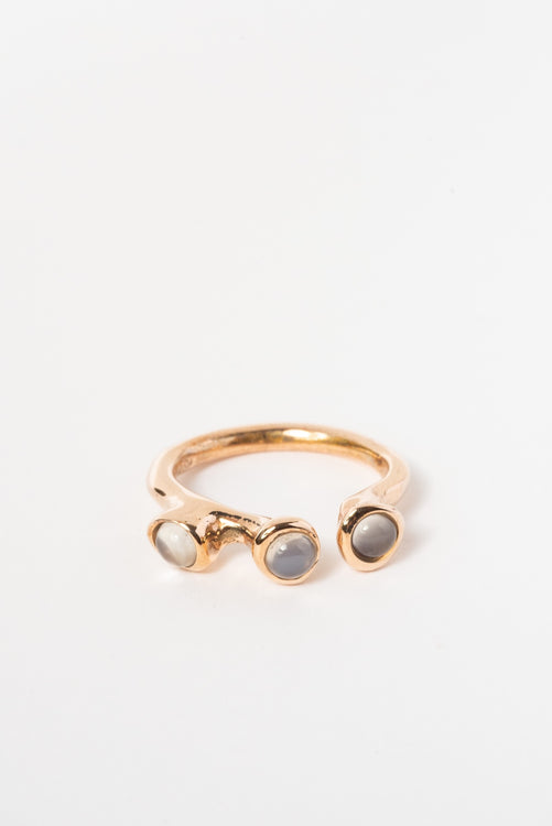 Pistillini Bronze Ring with Small Moonstones – Moth