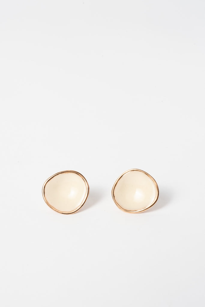 TONDI Bronze Earrings with White Enamel