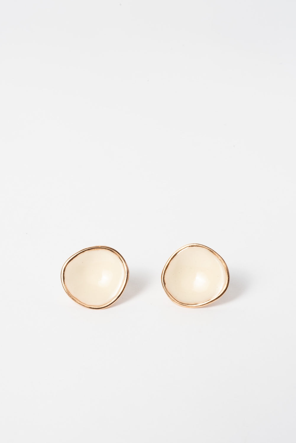 TONDI Bronze Earrings with White Enamel