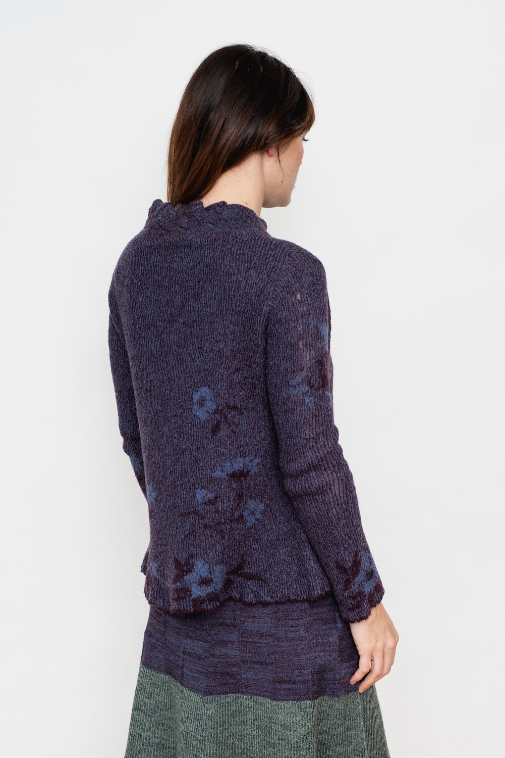 Wool Sweater Floral Navy