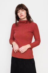 Ribbed Wool Turtleneck Sweater Pink