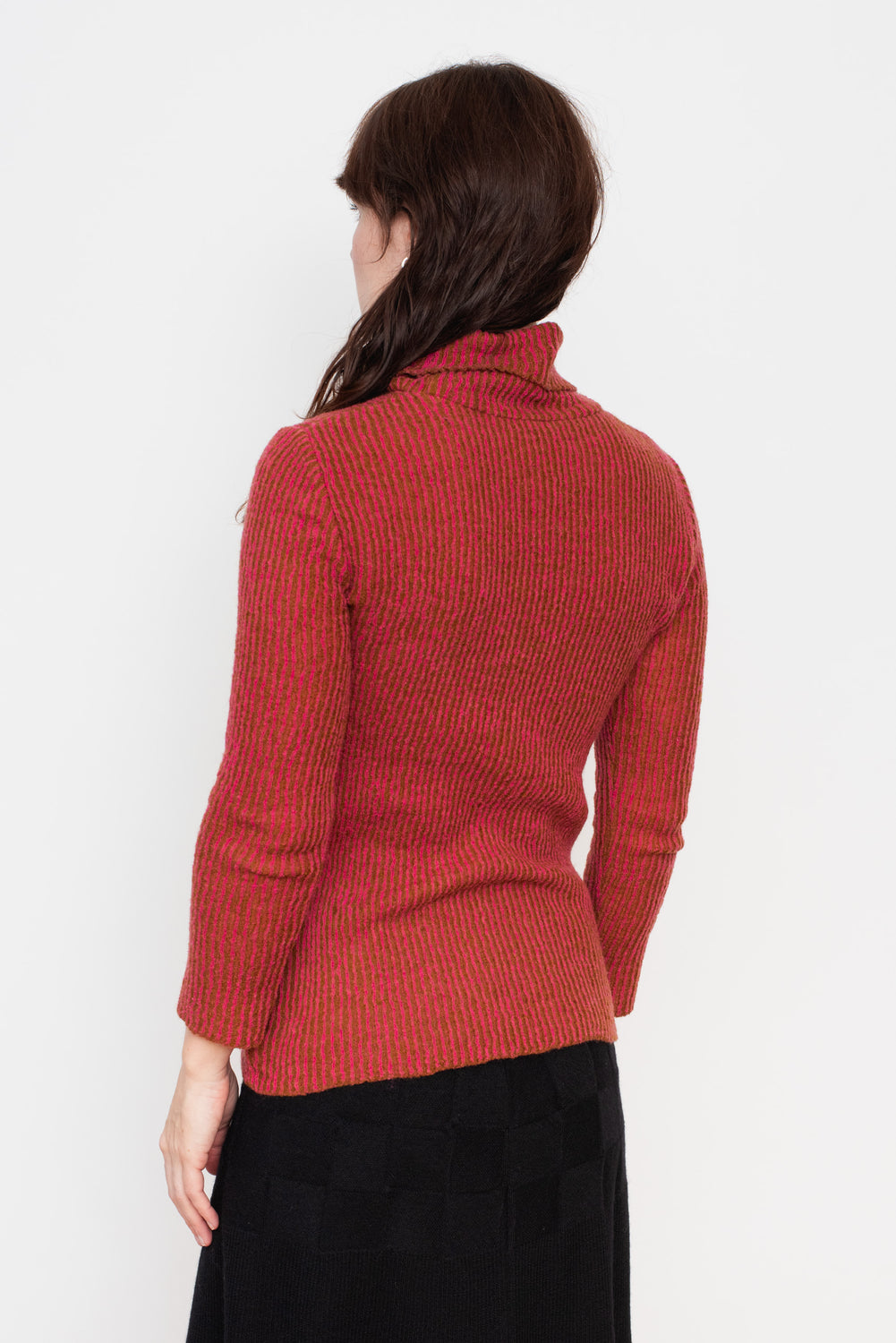 Ribbed Wool Turtleneck Sweater Pink