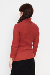 Ribbed Wool Turtleneck Sweater Pink