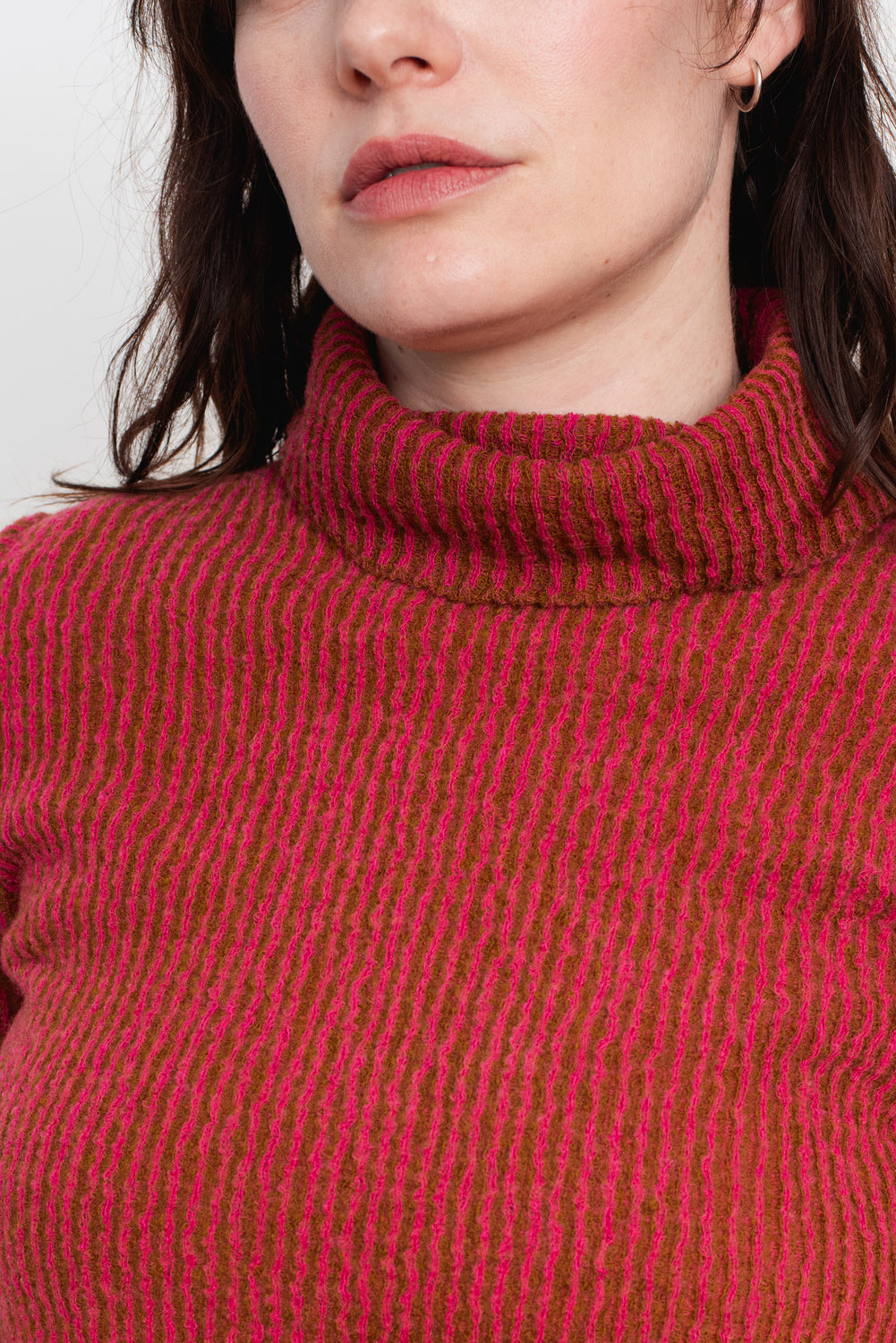 Ribbed Wool Turtleneck Sweater Pink