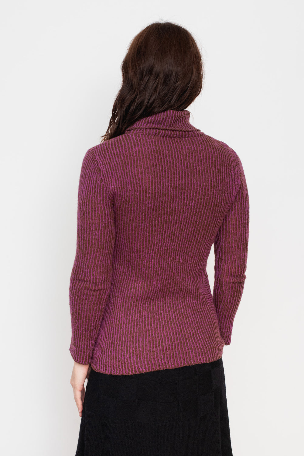 Ribbed Wool Turtleneck Sweater Purple
