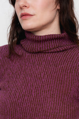 Ribbed Wool Turtleneck Sweater Purple