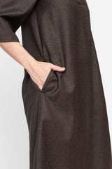 V-Neck Dress Brown Check