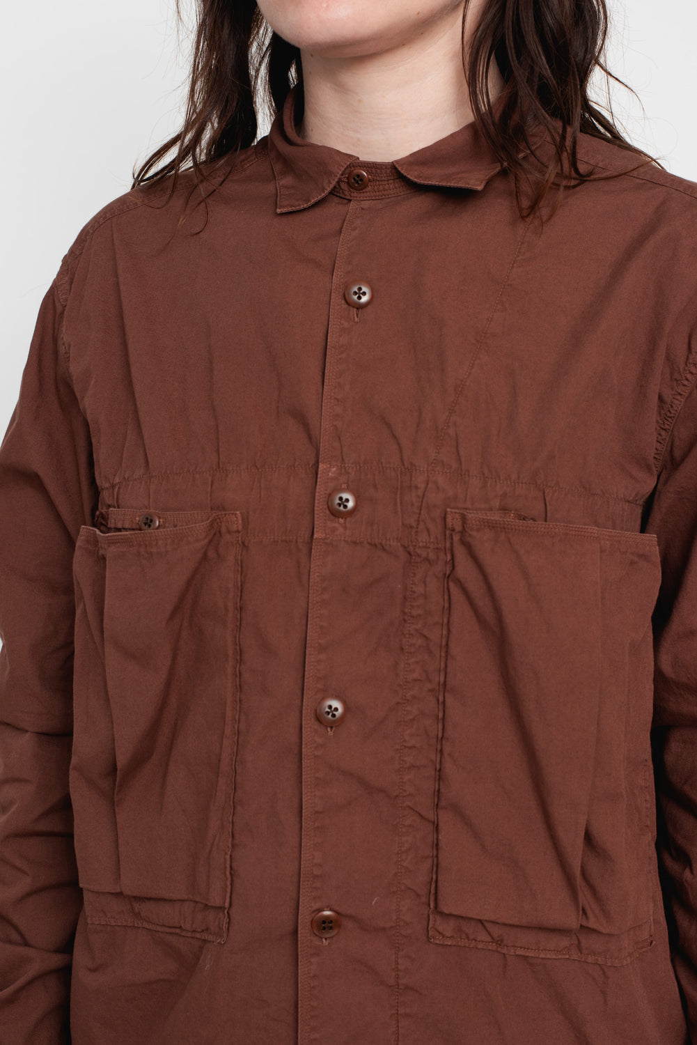 Broad Cloth Anorak Shirt Brown