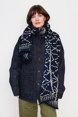 Fulling Wool Scarf SASHIKO Navy