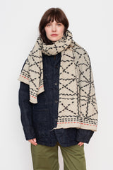 Fulling Wool Scarf SASHIKO Ecru
