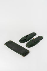 Vintage Japanese Leather Slippers with Case