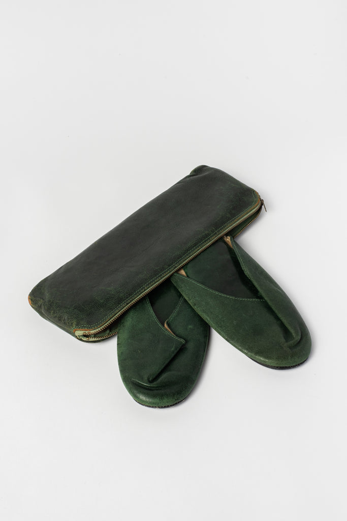 Vintage Japanese Leather Slippers with Case
