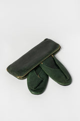 Vintage Japanese Leather Slippers with Case