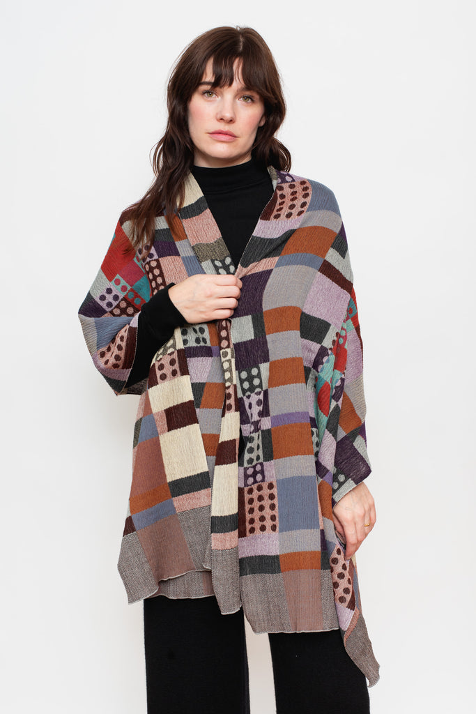 Wool Shawl "Sugoroku" (Red Mix)