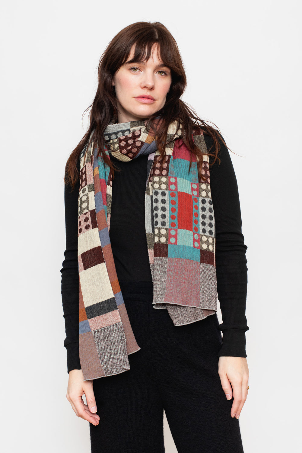 Wool Shawl "Sugoroku" (Red Mix)