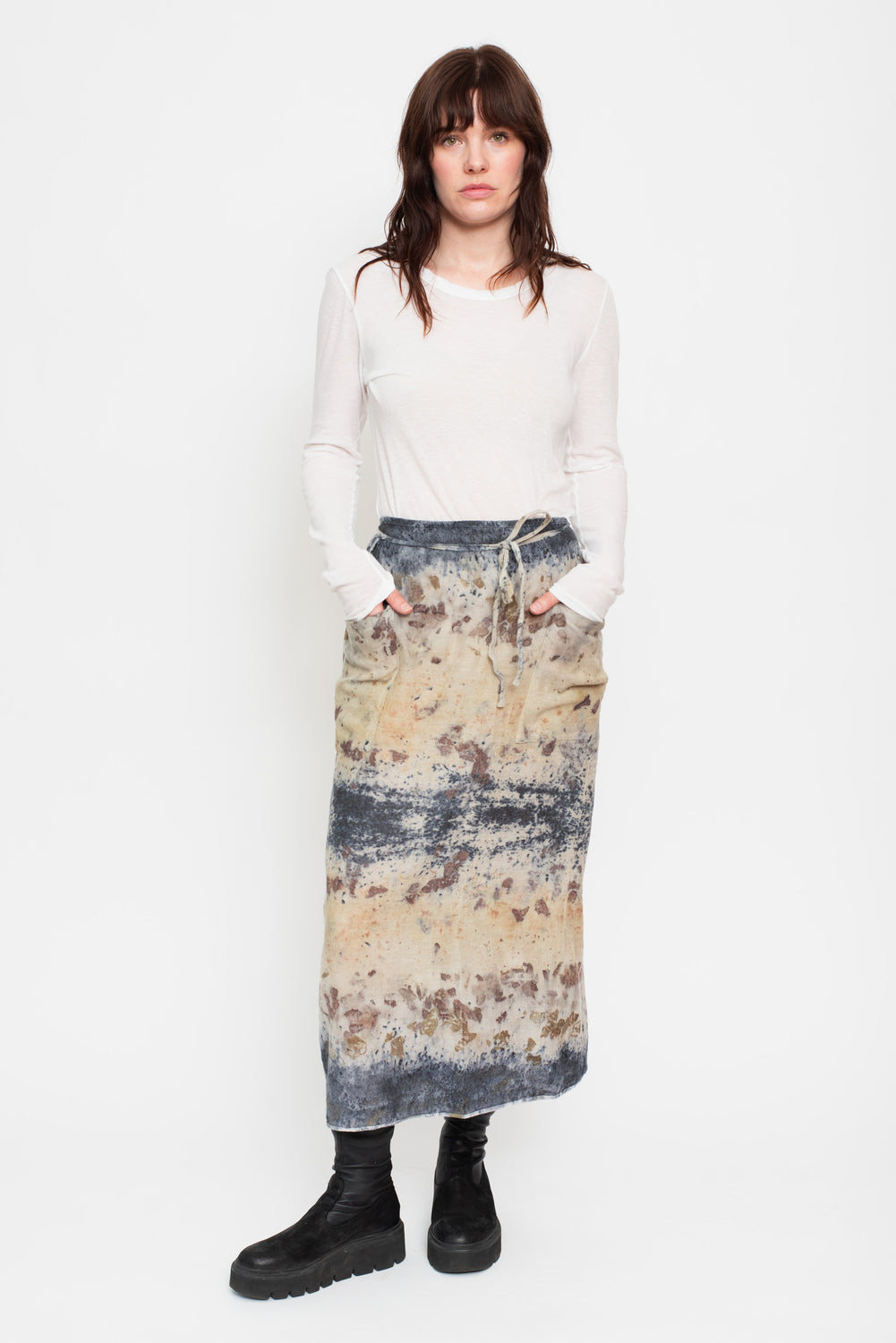 Botanical Dyed Wrap Skirt Wool/Cotton Mix