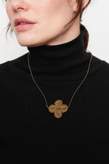 Venetian Window Pendant Necklace Large Caramel