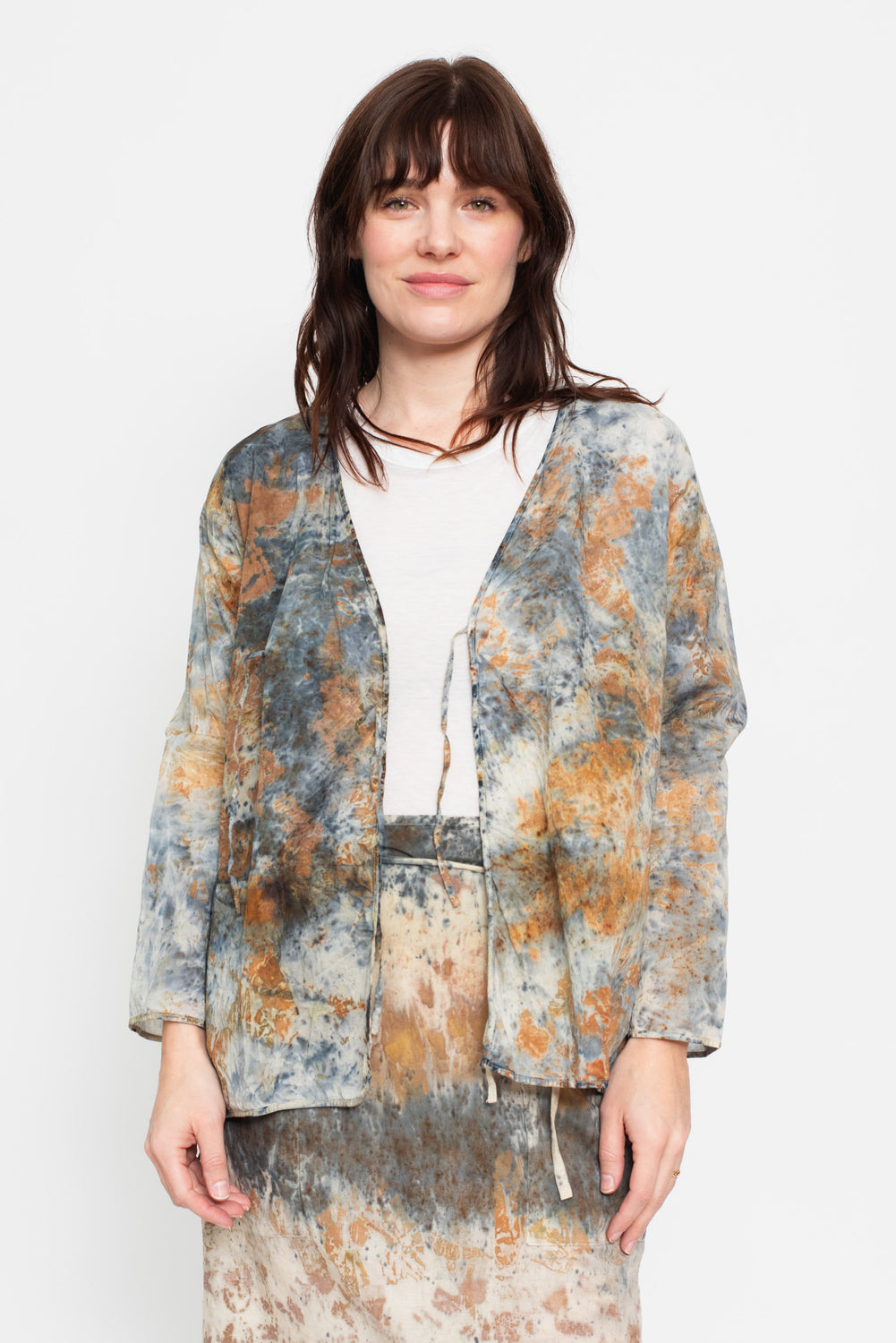 Open Jacket with Tie, Botanical Dye