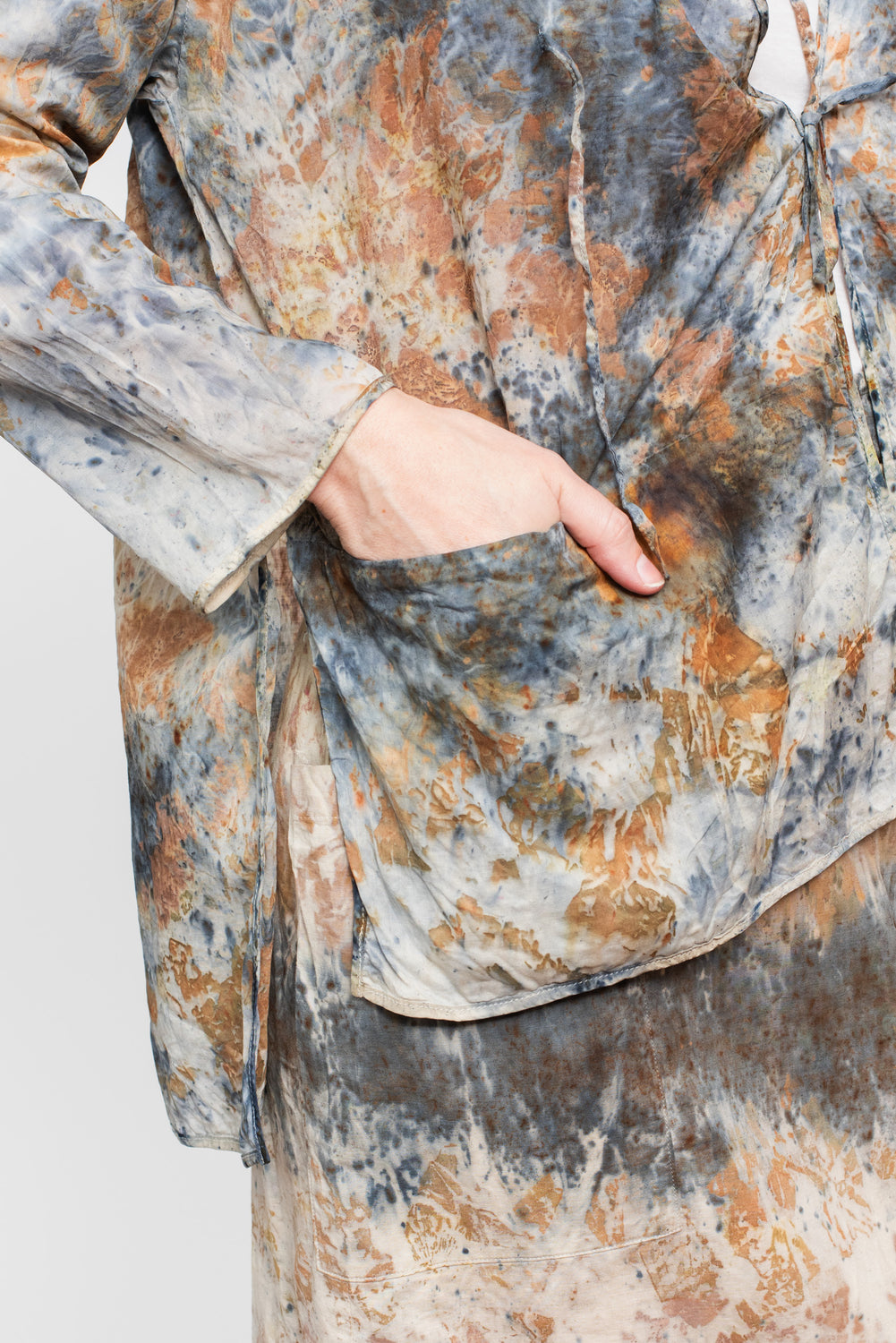 Open Jacket with Tie, Botanical Dye