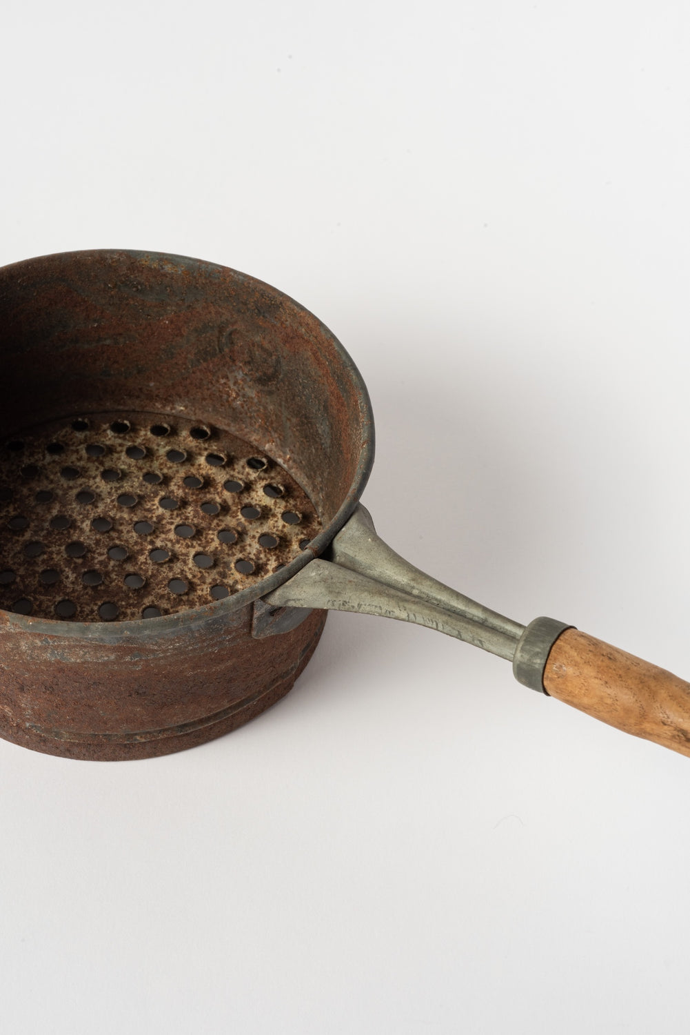Vintage Japanese Metal and Wood Strainer Pan