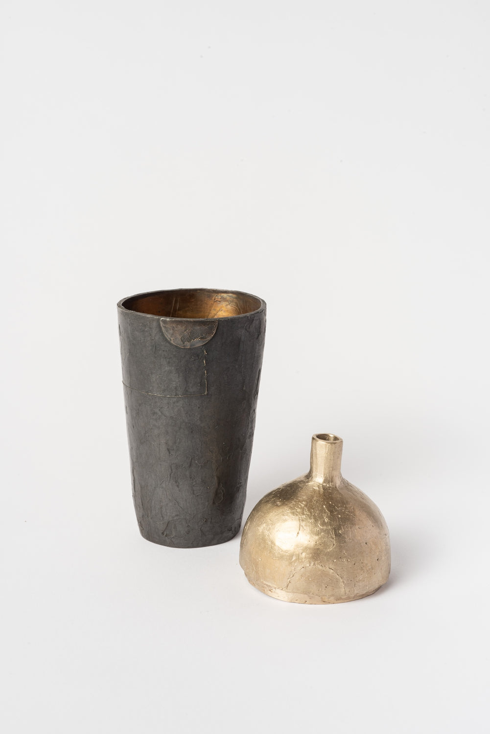 Small Bronze and Aluminum Vase