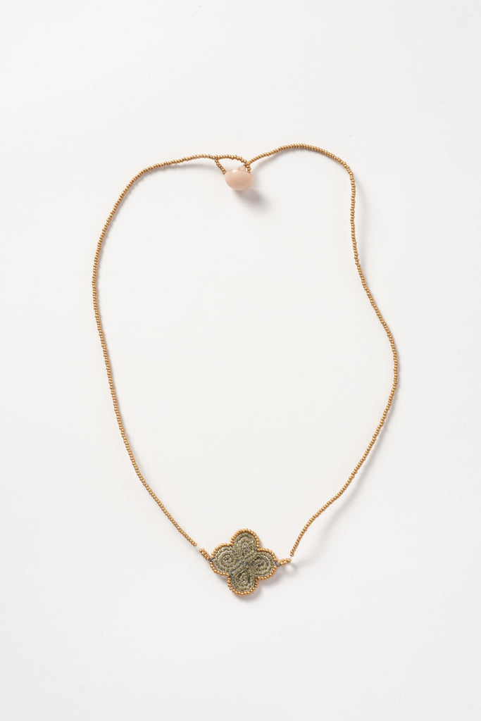 Venetian Window Pendant Necklace Small Blue