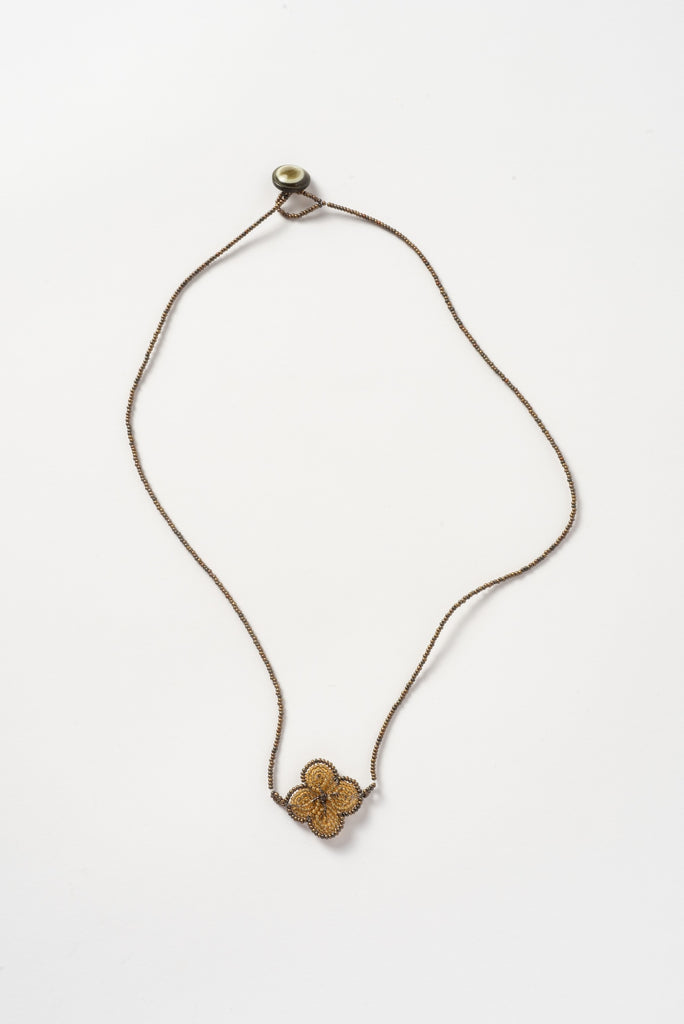 Venetian Window Pendant Necklace Small Caramel