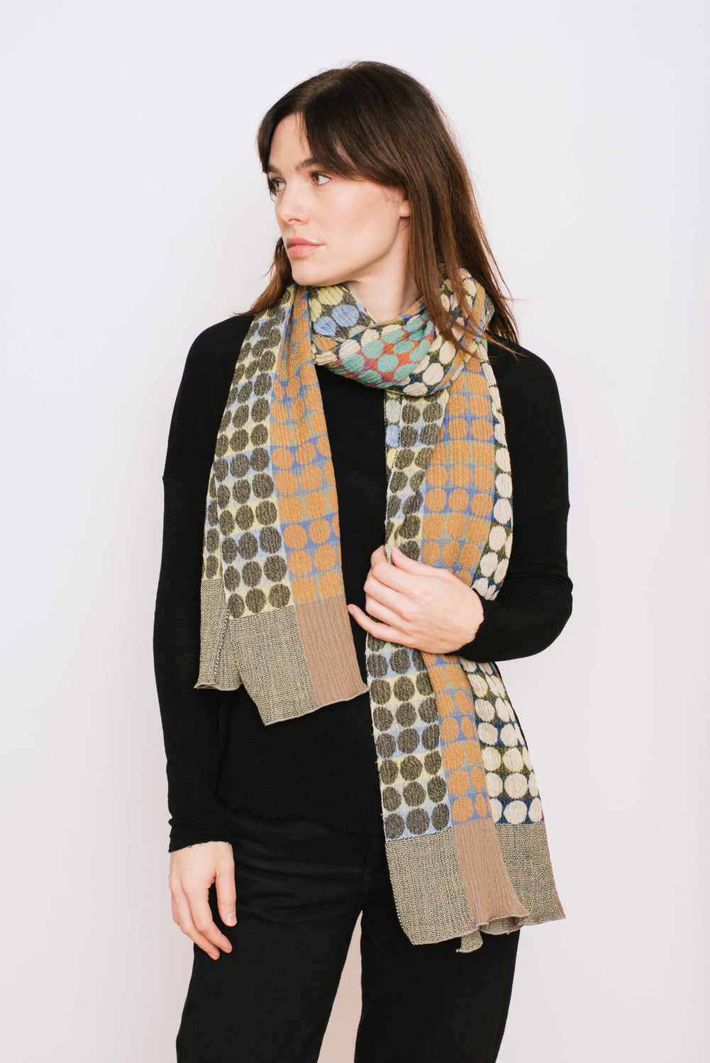 Circle Bricks Shawl, Green Mix