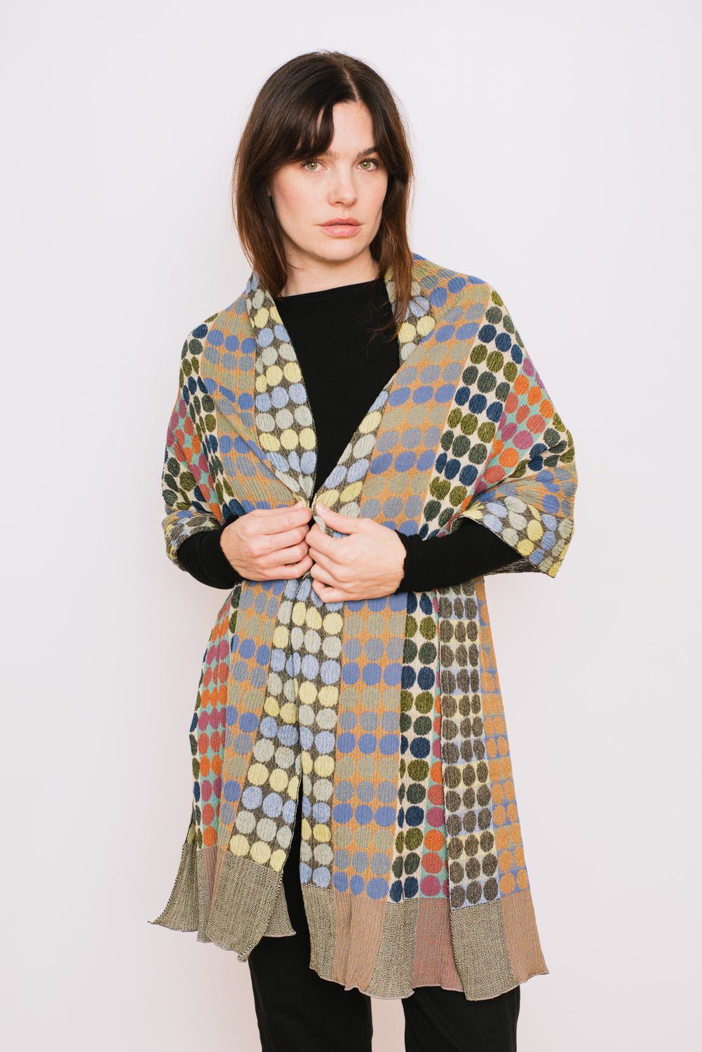 Circle Bricks Shawl, Green Mix