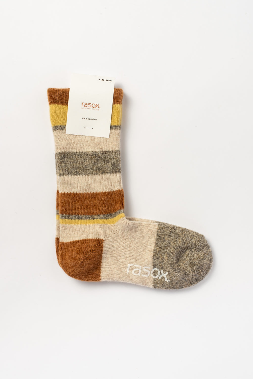 Striped Wool Blend Socks, Oatmeal