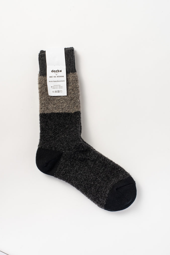 Alpaca Boucle Multi Color Socks, Charcoal