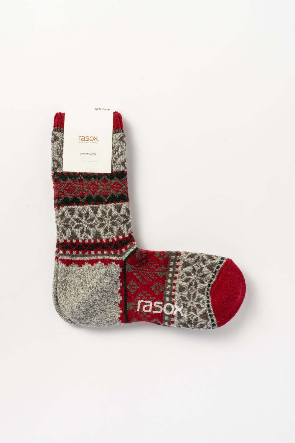 Snow Jacquard Socks, Red