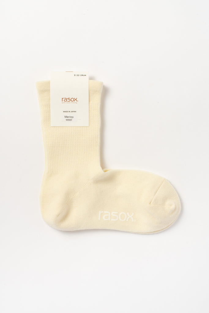 Basic Merino Wool Crew Socks, Cream