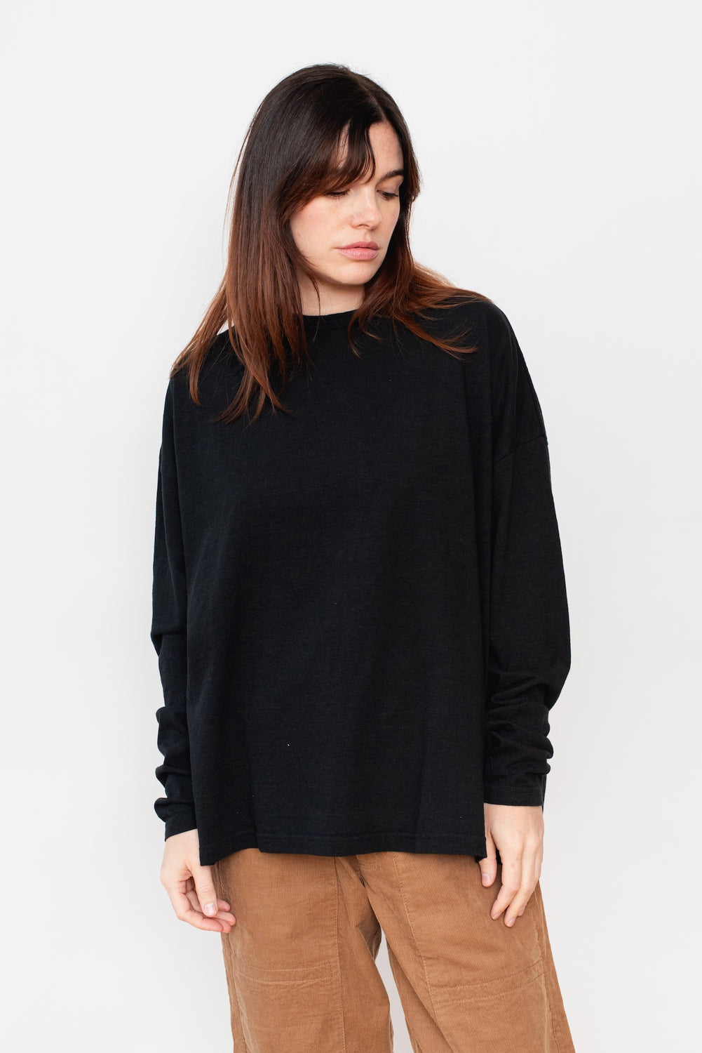 Loose Cotton Pullover Black