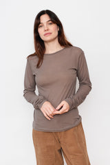 Rib Jersey Cotton Crewneck Camel Mocha