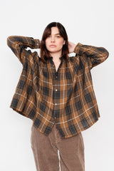 Linen Tartan Shirt Brown