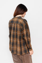 Linen Tartan Shirt Brown