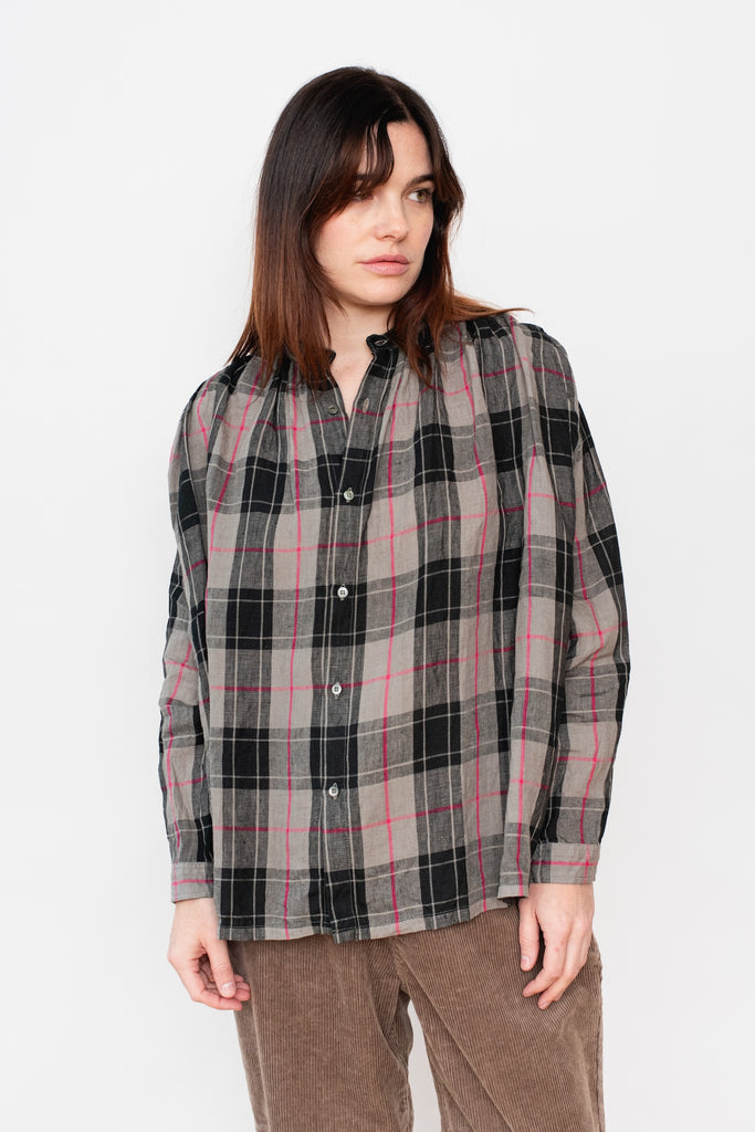 Linen Tartan Shirt Gray