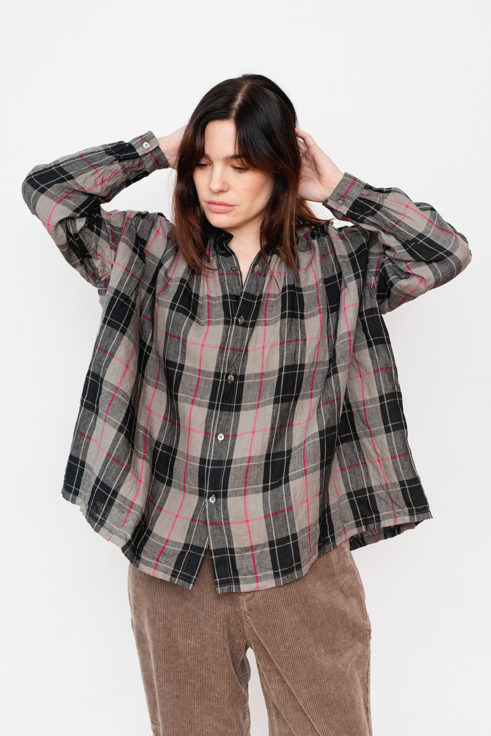 Linen Tartan Shirt Gray