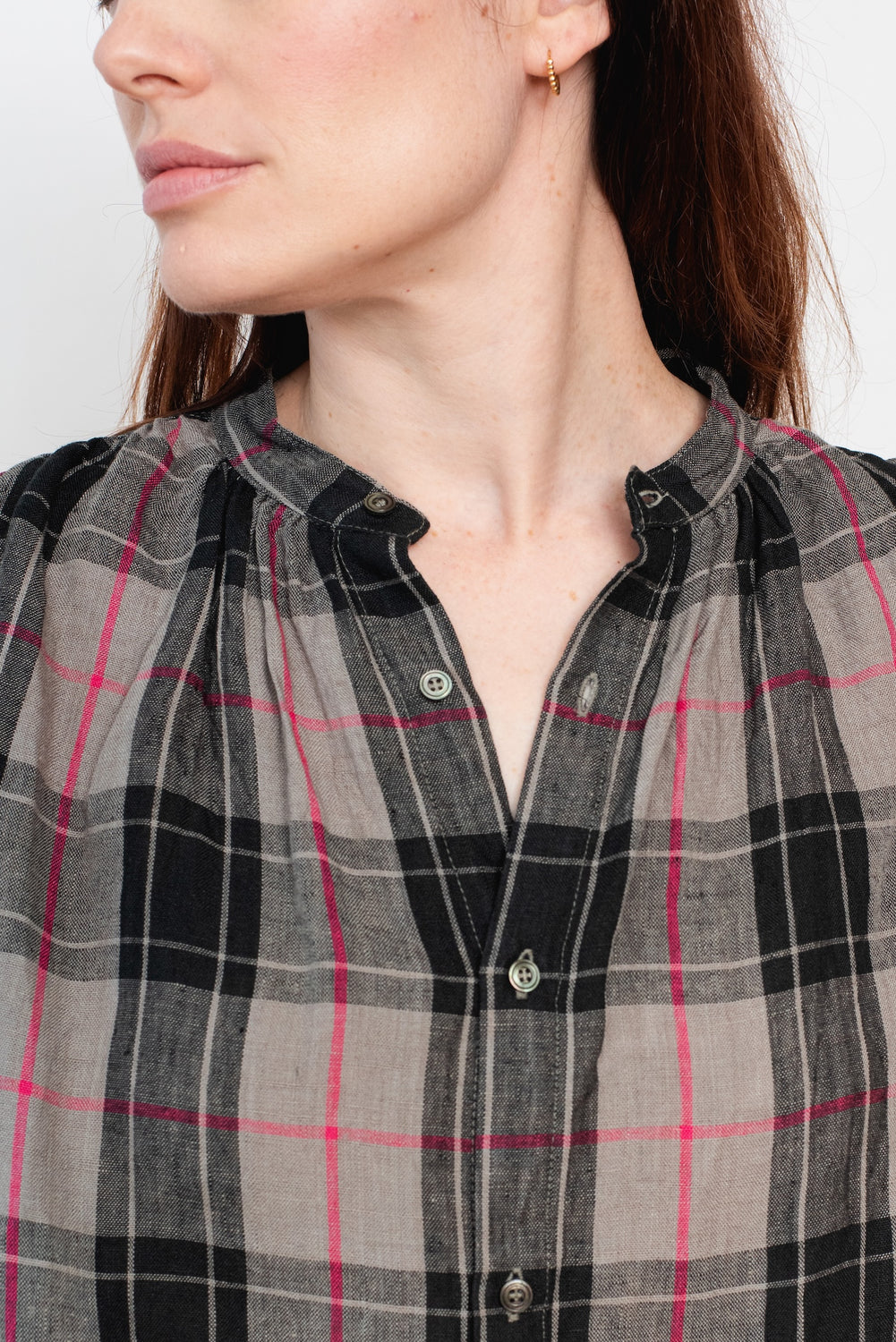 Linen Tartan Shirt Gray