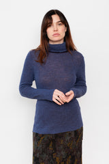 Knit Wool Turtleneck Sweater, Blue